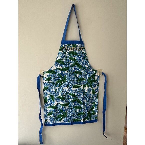 Women’s Alaska  Blue Green Floral Print All Over Apron Spring Easter Summer - Picture 1 of 6